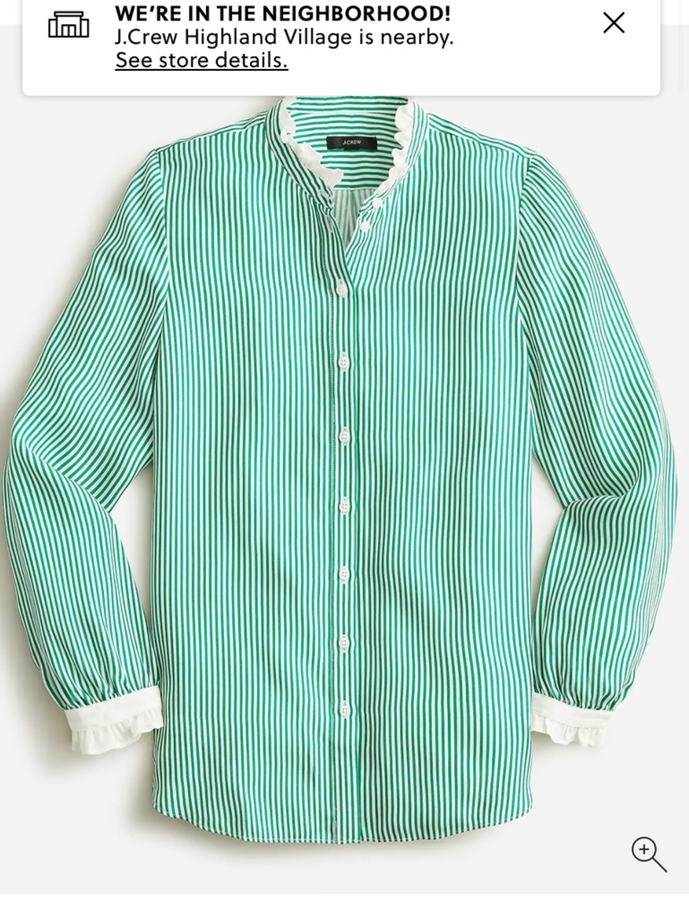 J.Crew cupro-blend ruffle-trim shirt in stripe button down  Cottage Minimalist